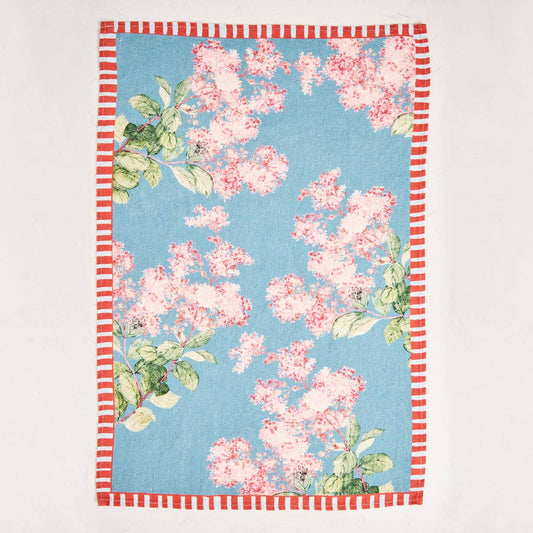Linen Tea Towel - Hydrangea Light Blue
