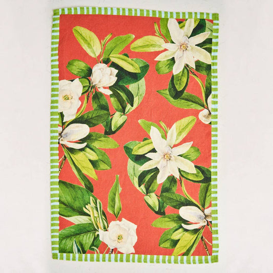 Linen Tea Towel - Magnolia Rouge