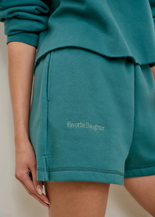 Favorite Daughter Embroidered Sweat Short - Emerald