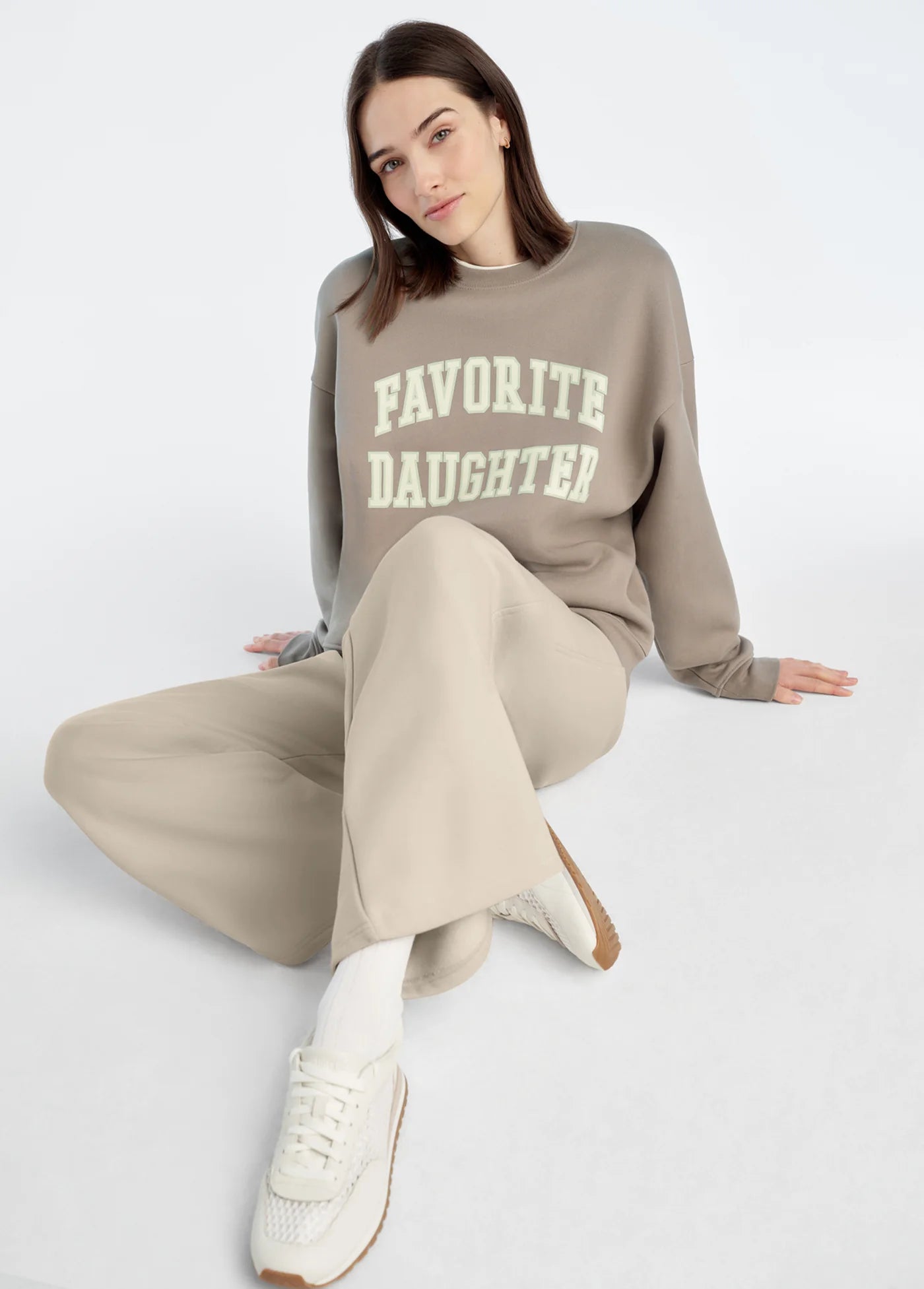 The Collegiate Sweatshirt - Soft Taupe Gardenia