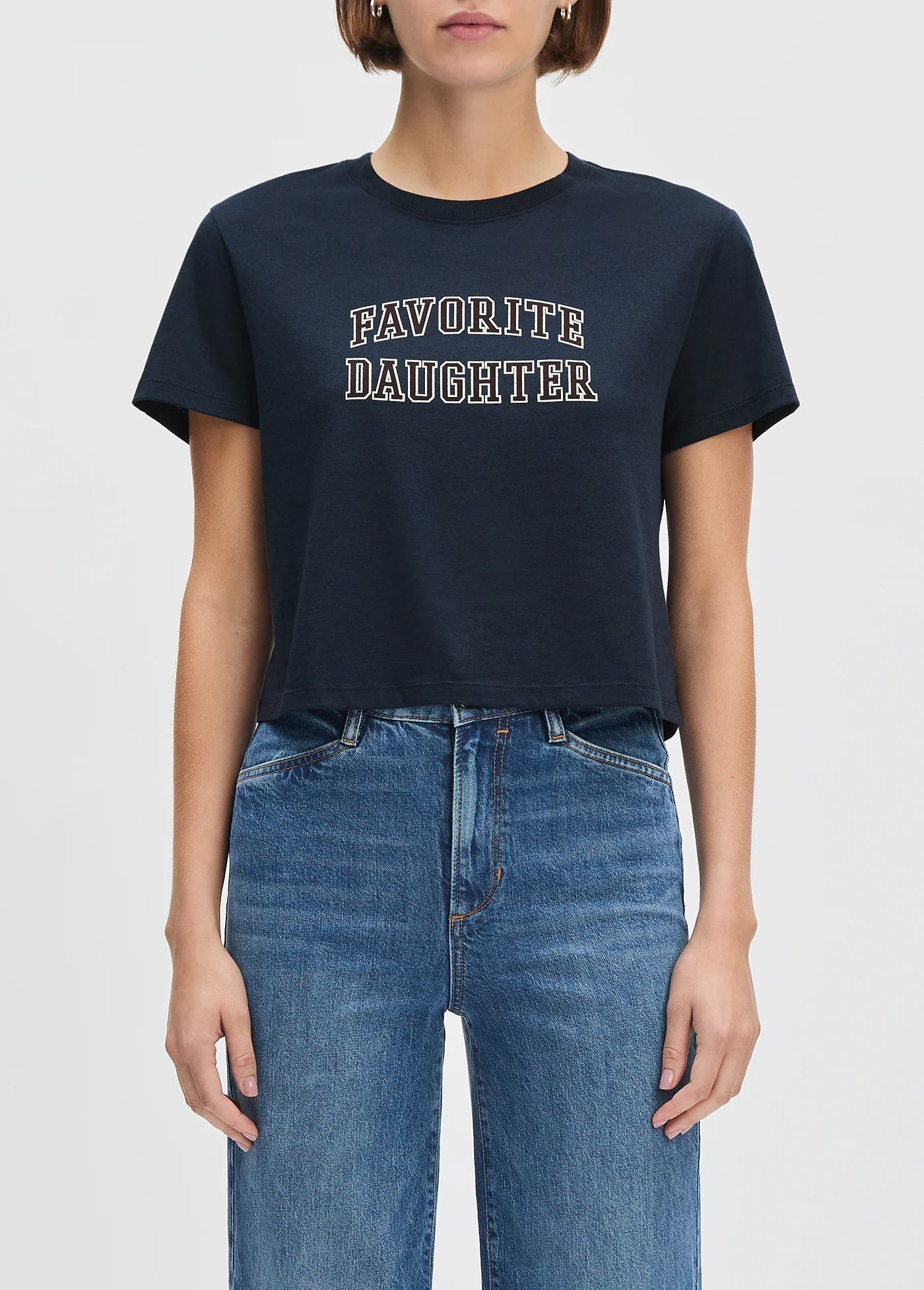 The Cropped Collegiate Tee - Navy/Burgundy - Favorite Daughter