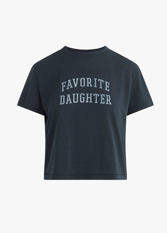 The Cropped Collegiate Tee - Navy - Favorite Daughter