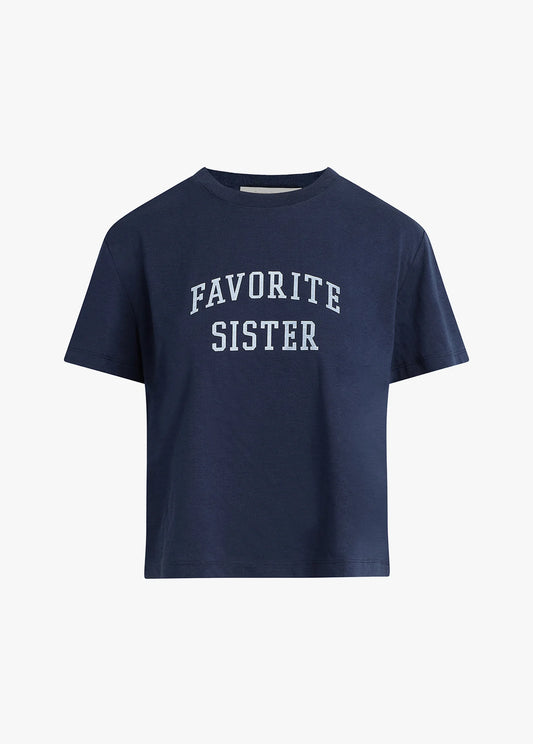 Favorite Sister Cropped Collegiate Tee - Navy - Favorite Daughter