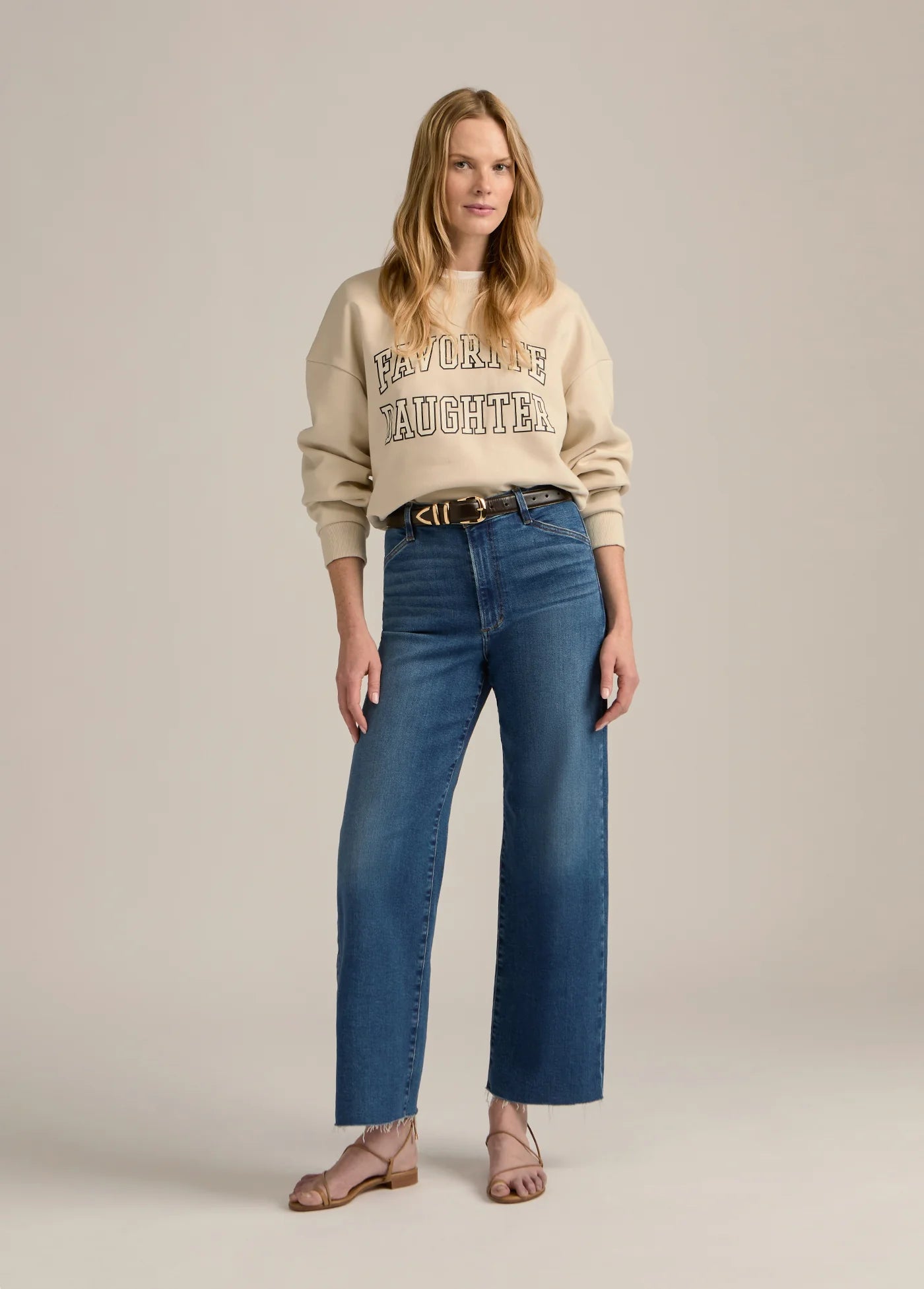 The Cropped Collegiate Sweatshirt - Ecru - Favorite Daughter