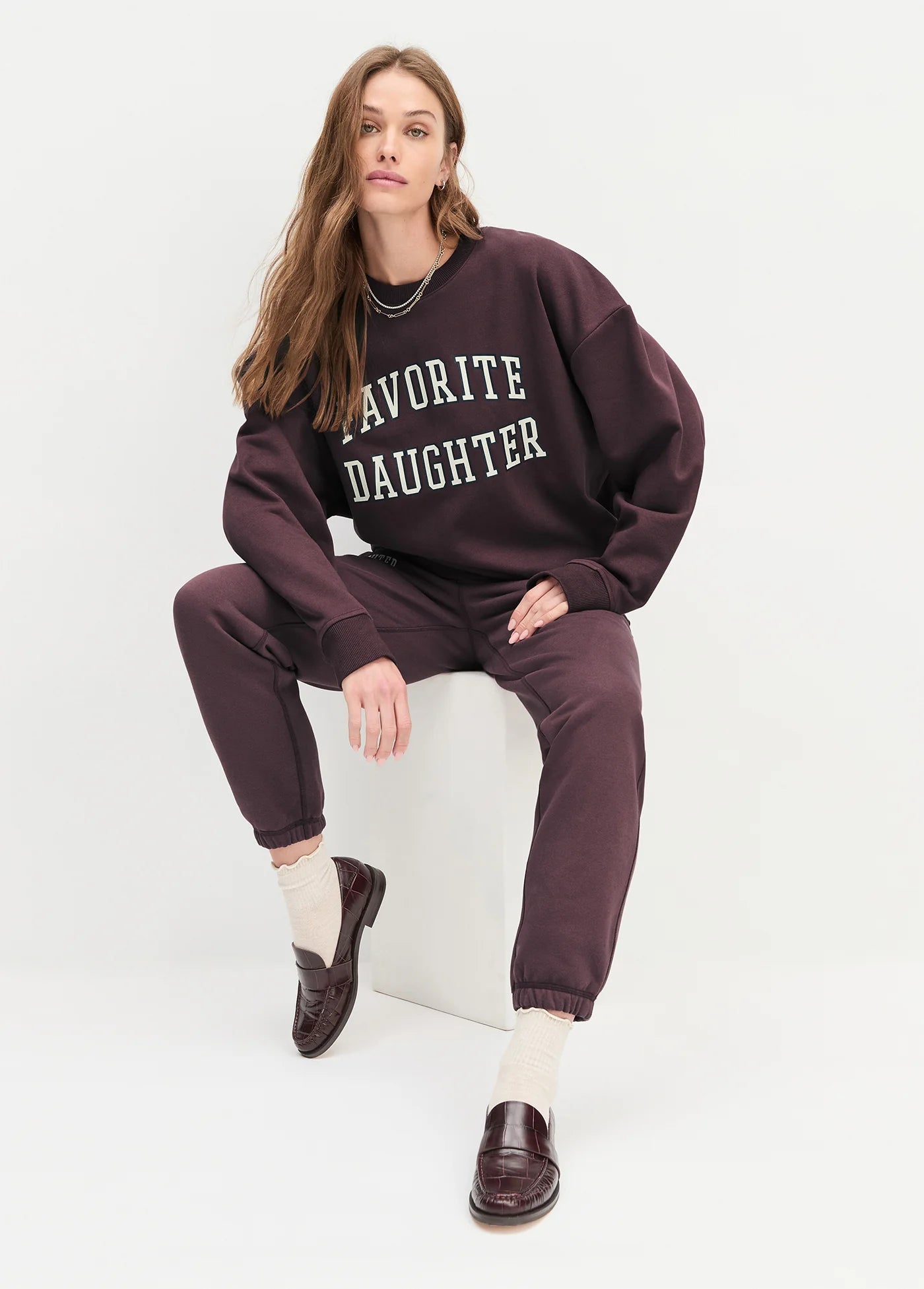 The Collegiate Logo Sweatshirt - Burgundy - Favorite Daughter