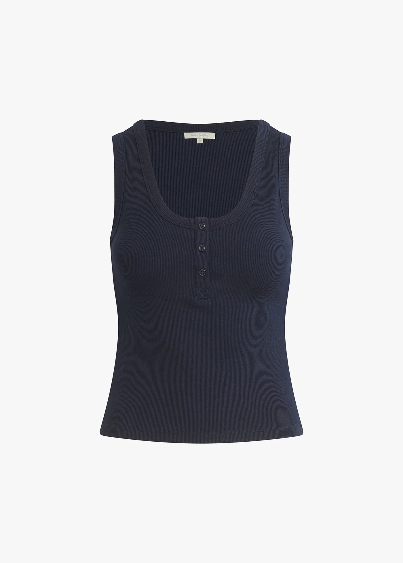Ribbed Henley Tank - Navy - Favorite Daughter