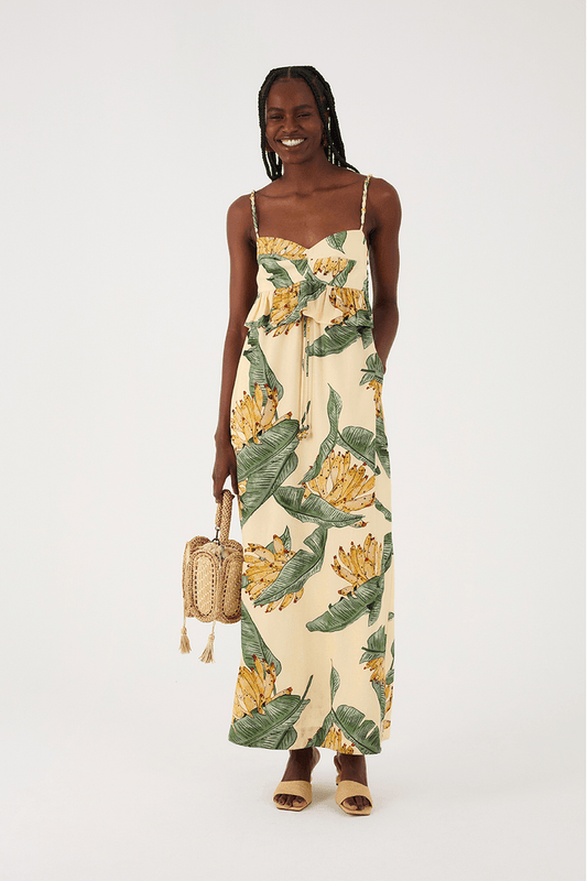 Linen Midi Dress with Paradise Print - Dress to Rio