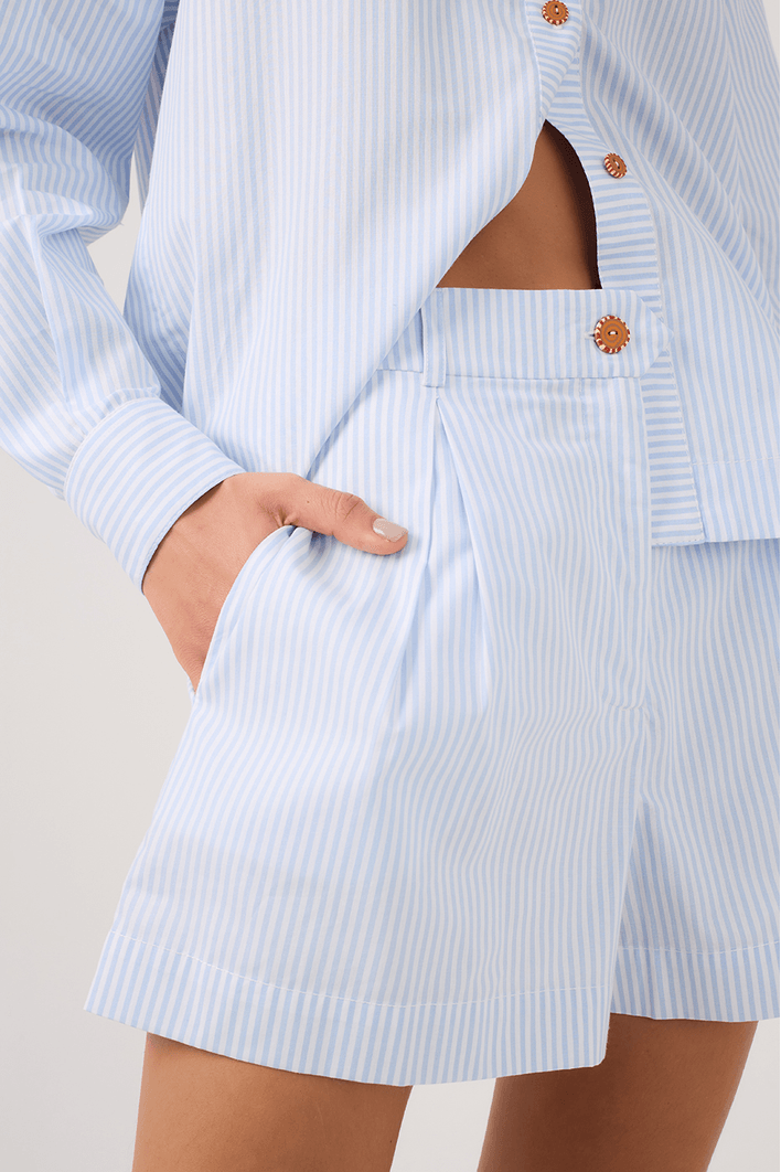 Blue Striped Tailored Shorts - Dress To Rio