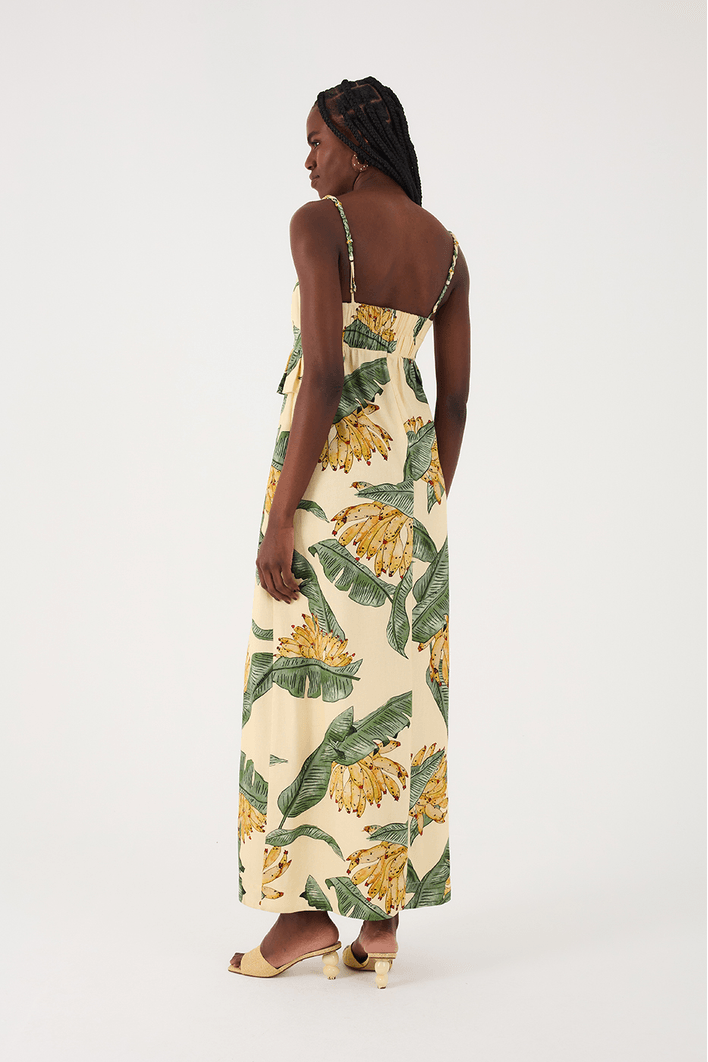 Linen Midi Dress with Paradise Print - Dress to Rio