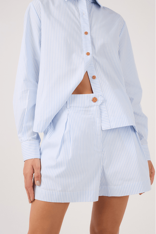 Blue Striped Tailored Shorts - Dress To Rio