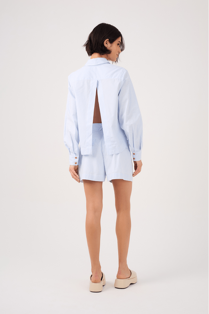Blue Striped Tailored Shorts - Dress To Rio