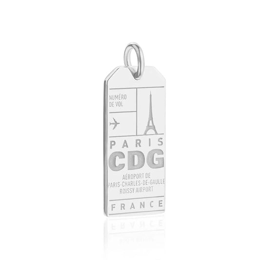 Paris CDG Luggage Tag Charm - Sterling Silver - Jet Set Candy
