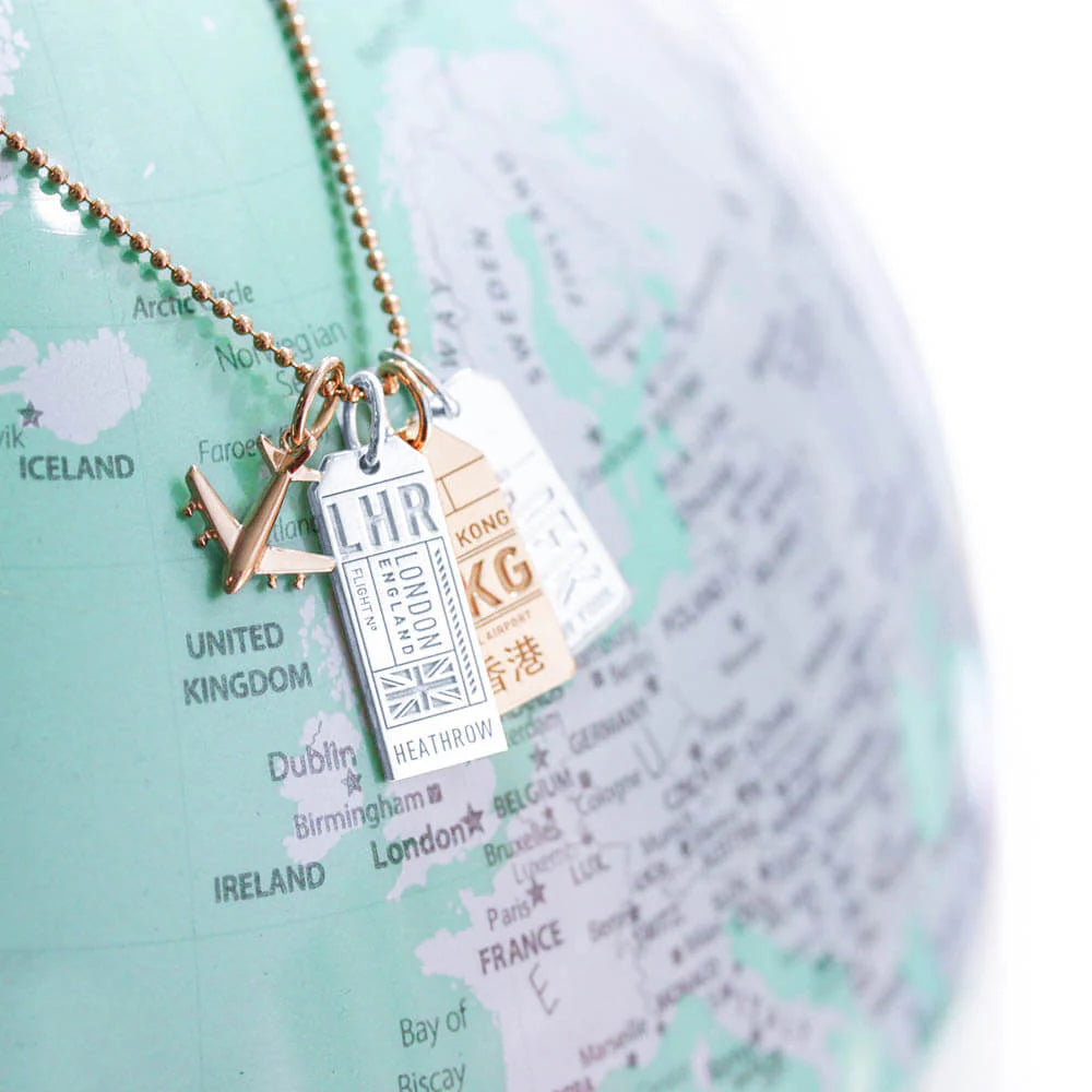 London LHR Luggage Tag Charm - Sterling Silver - Jet Set Candy