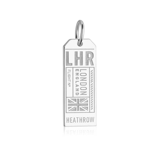 London LHR Luggage Tag Charm - Sterling Silver - Jet Set Candy