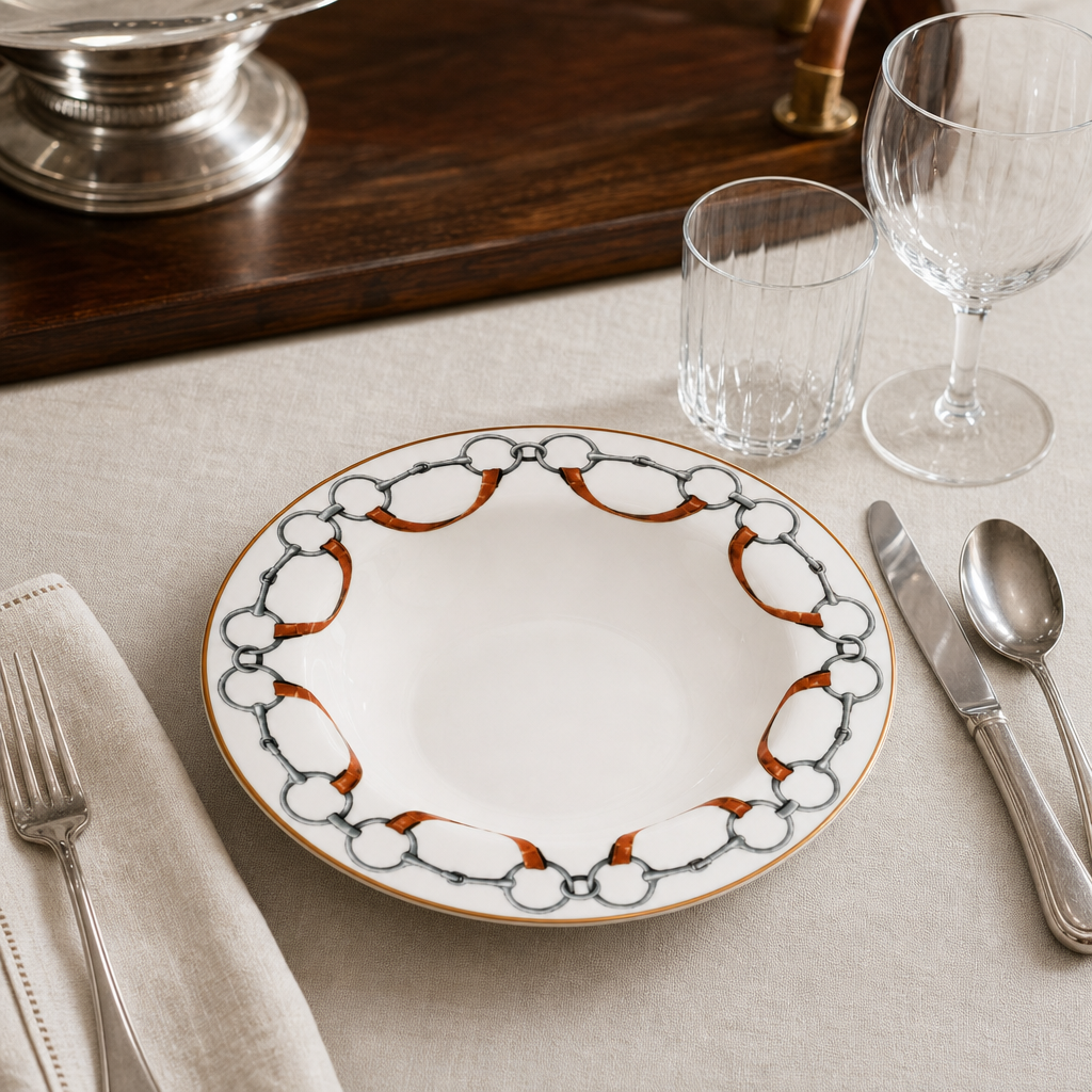 Wellington Bit Pattern Bone China Soup Plate