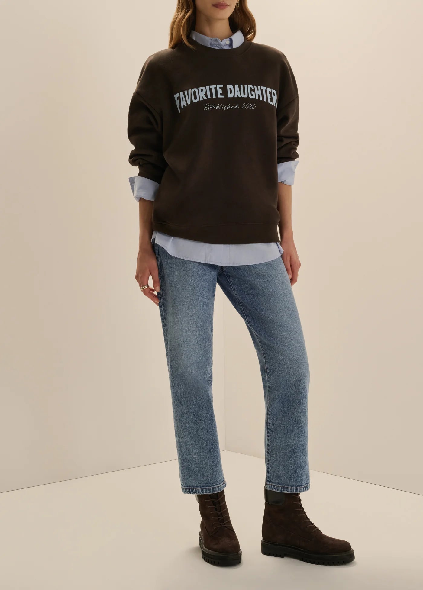 The Favorite Keepsake Sweatshirt - Espresso/Blue