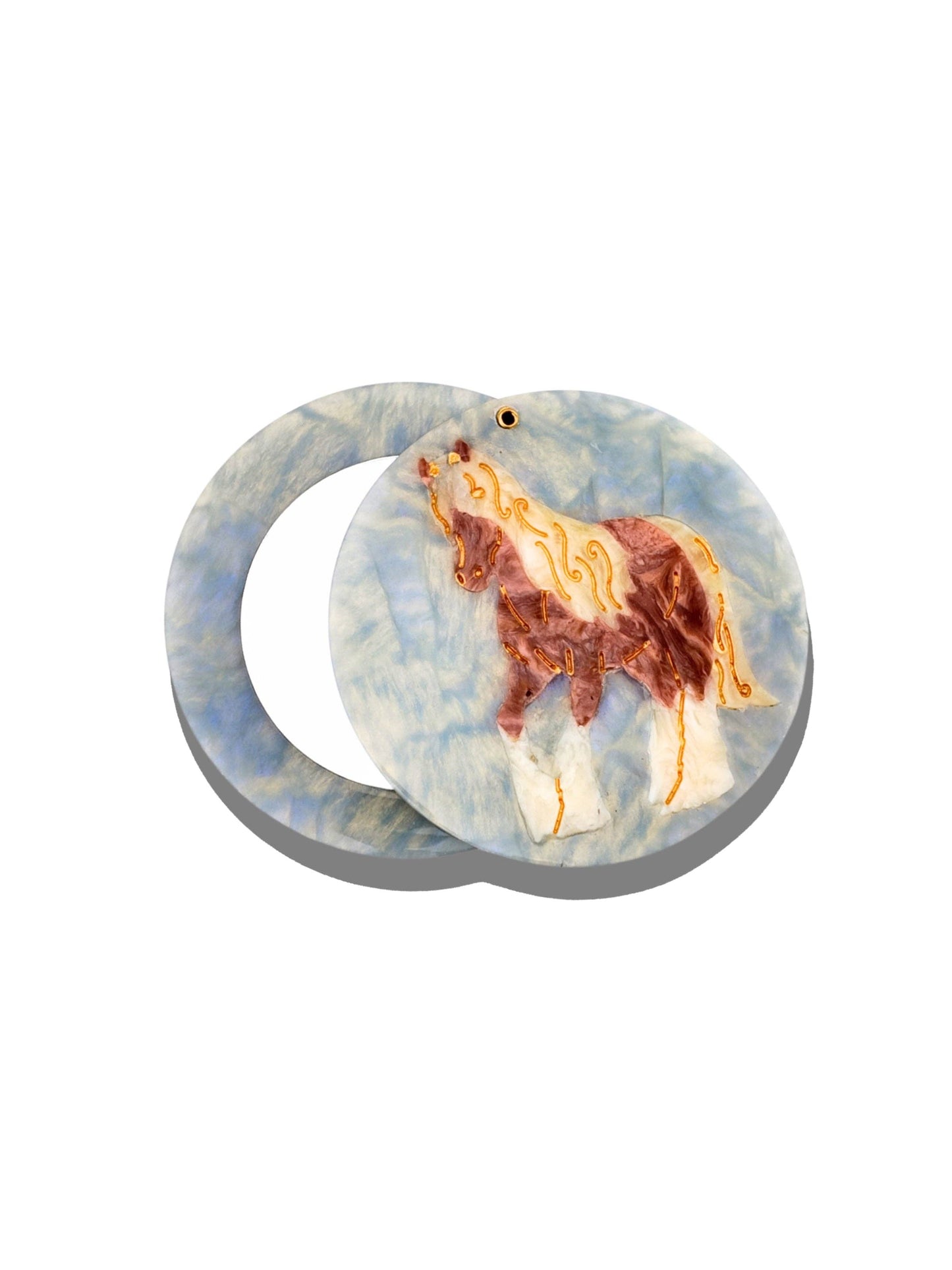 Hand-painted Horse Compact Mirror | Eco-Friendly: Midnight Friesian