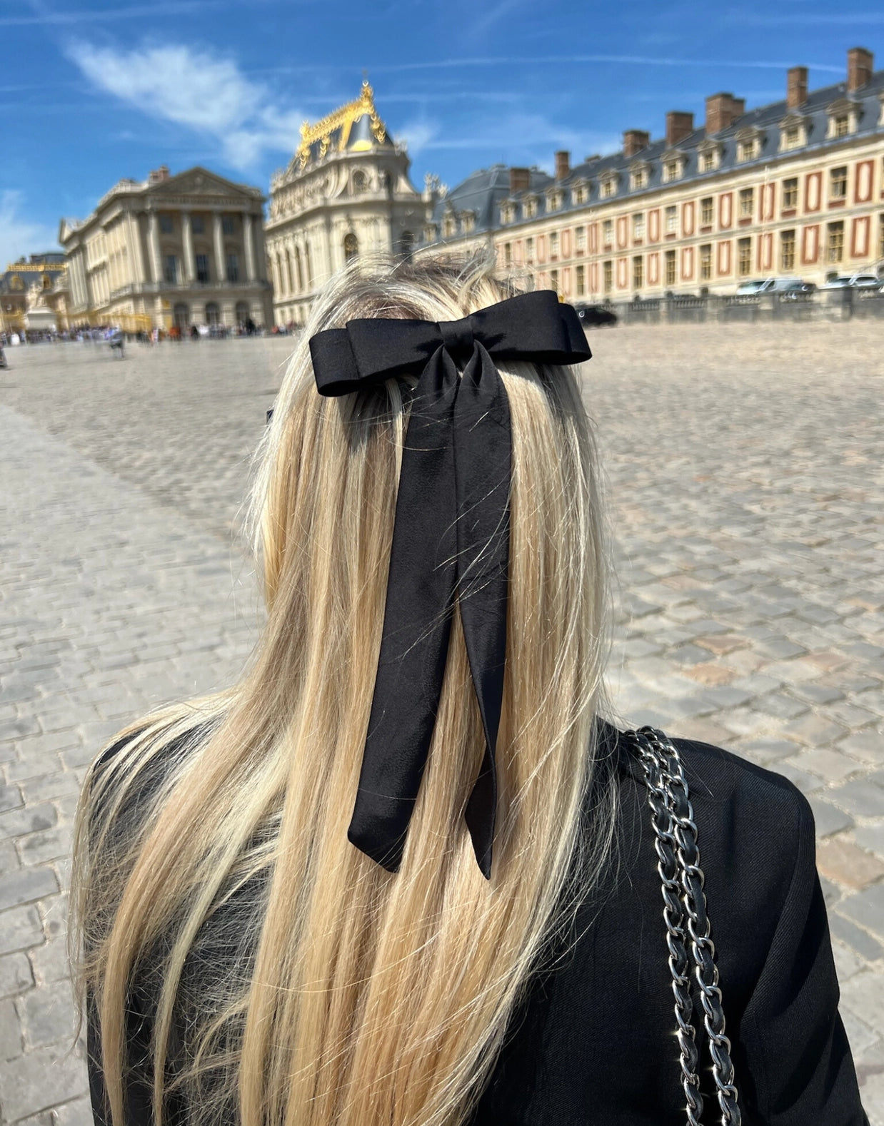 The Perfect Slim Satin Hair Bow - Navy - Solar Eclipse