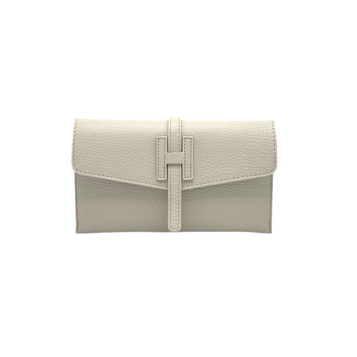 Genuine Leather H Wallet, Made in Italy - Olive
