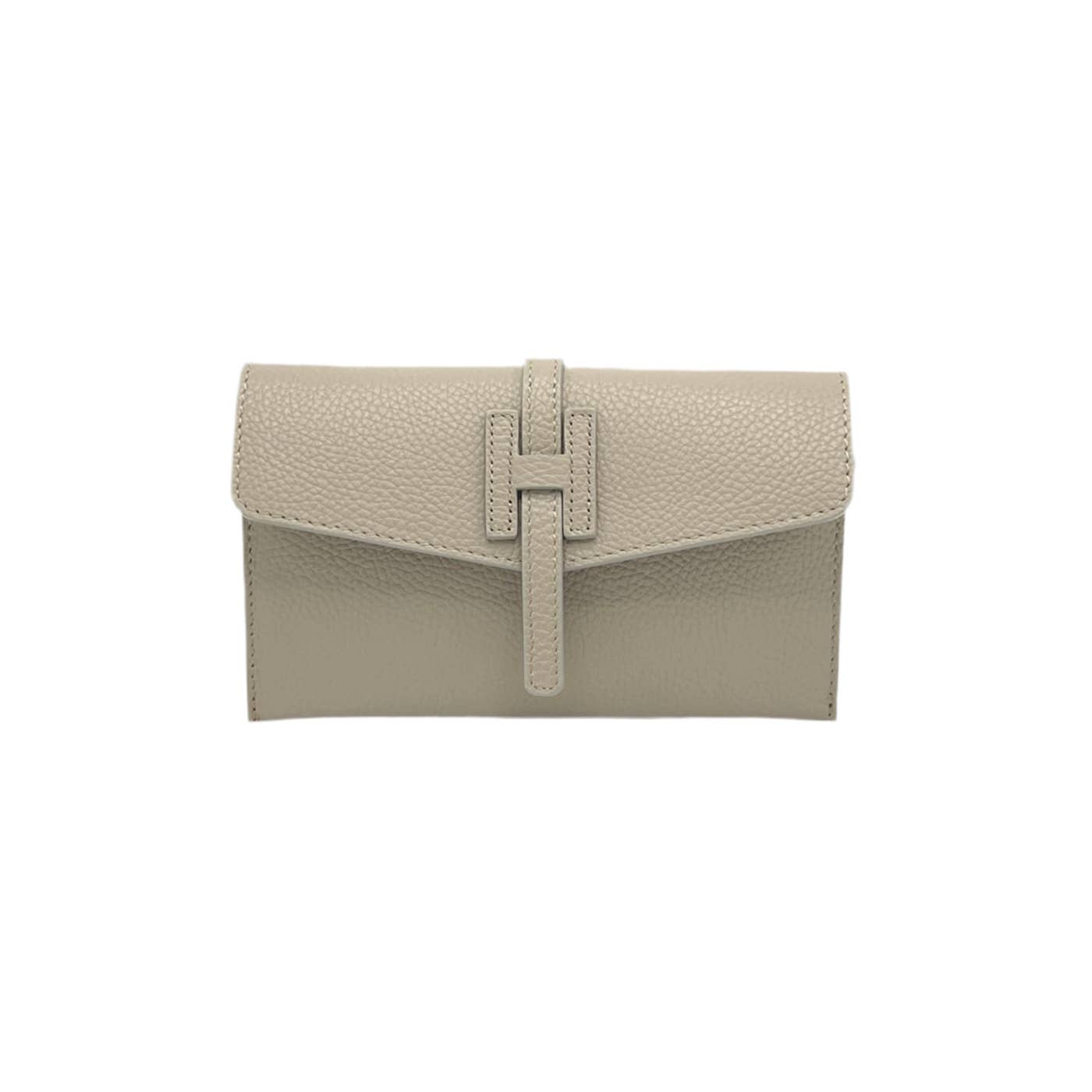Genuine Leather H Wallet, Made in Italy - Navy
