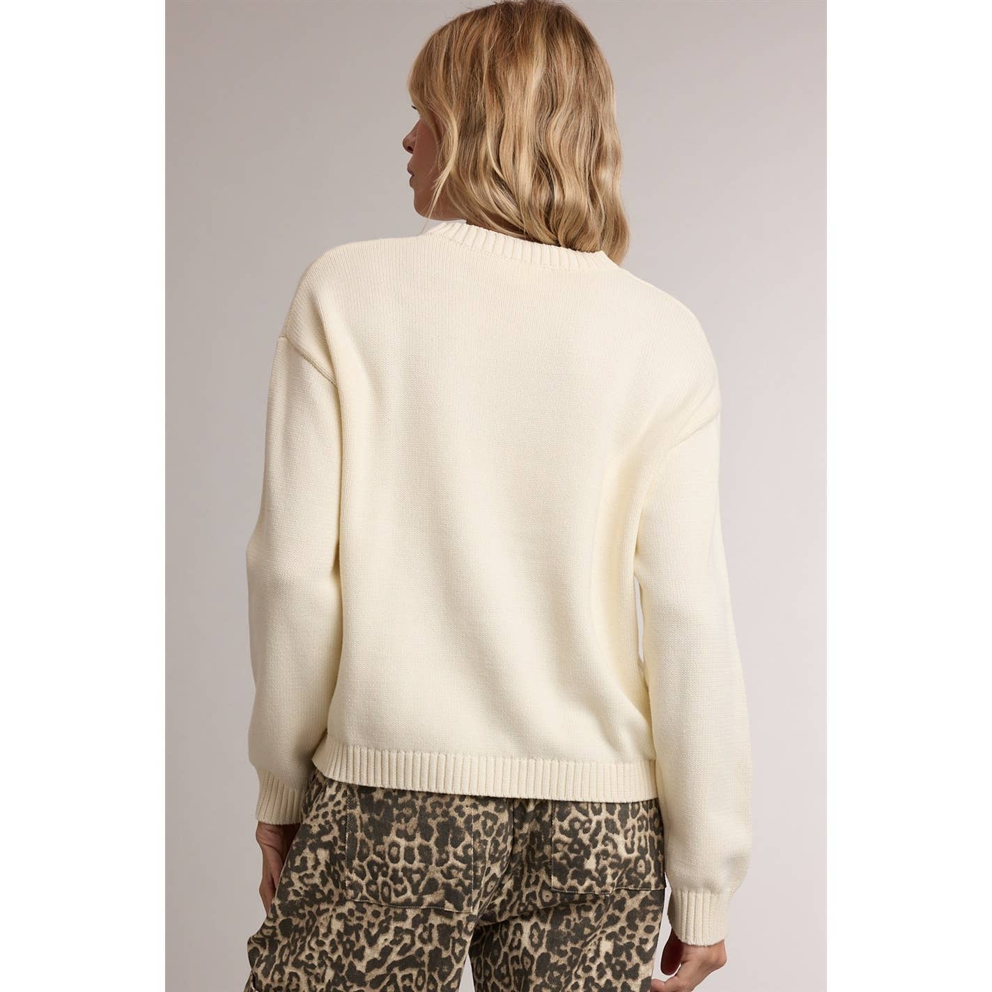 Golden Retriever Knit Crewneck Sweater - Cream