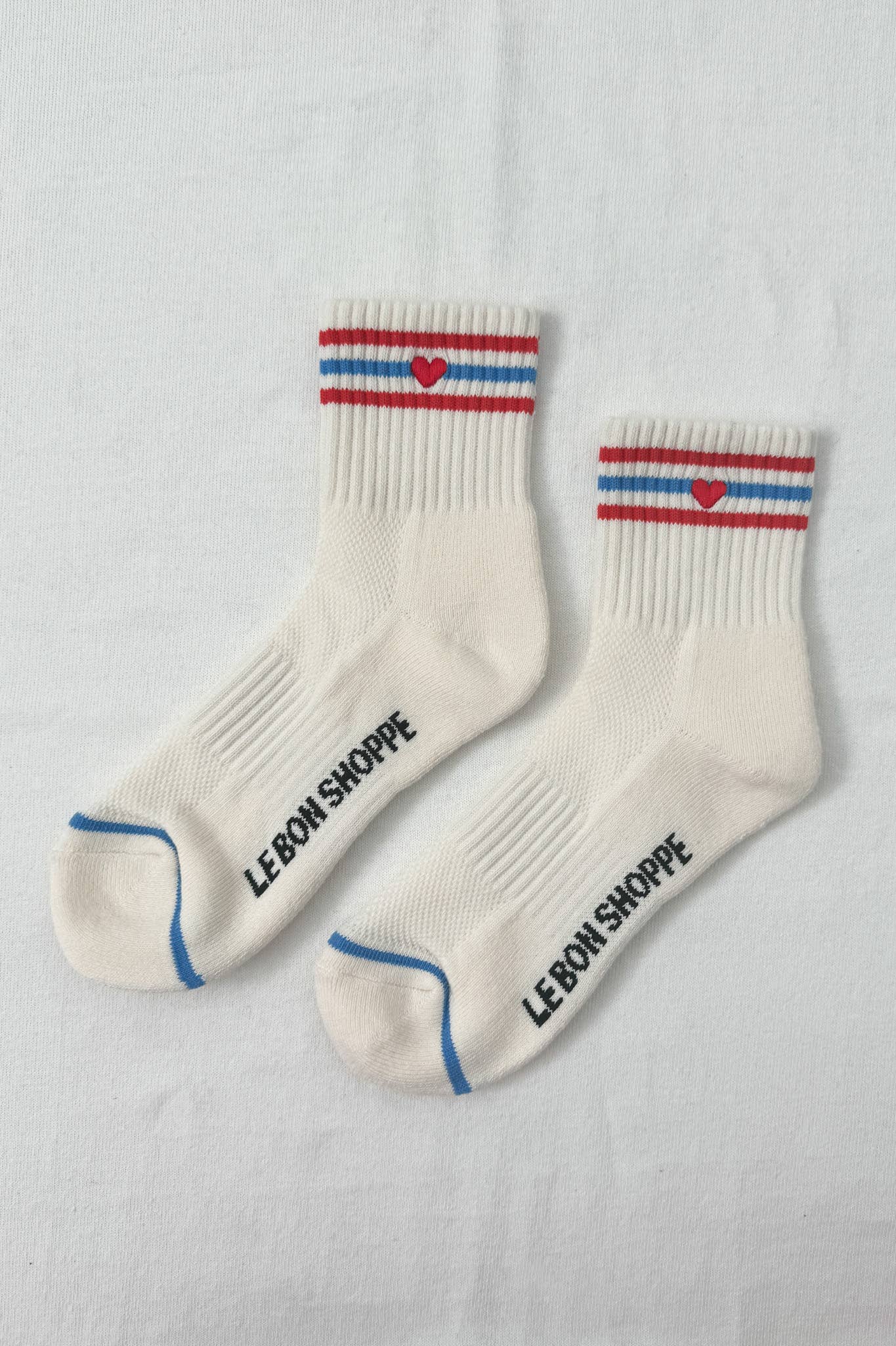Embroidered Girlfriend Socks - Red, White, Blue Heart