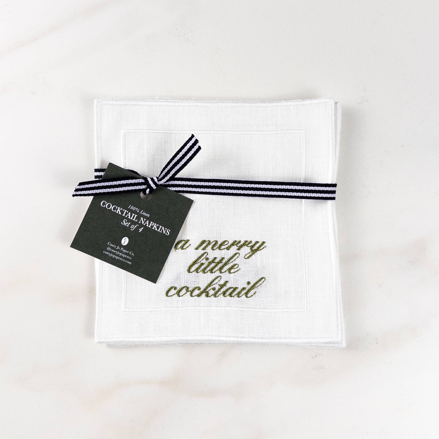 Christmas Sayings Embroidered Cocktail Napkin Set