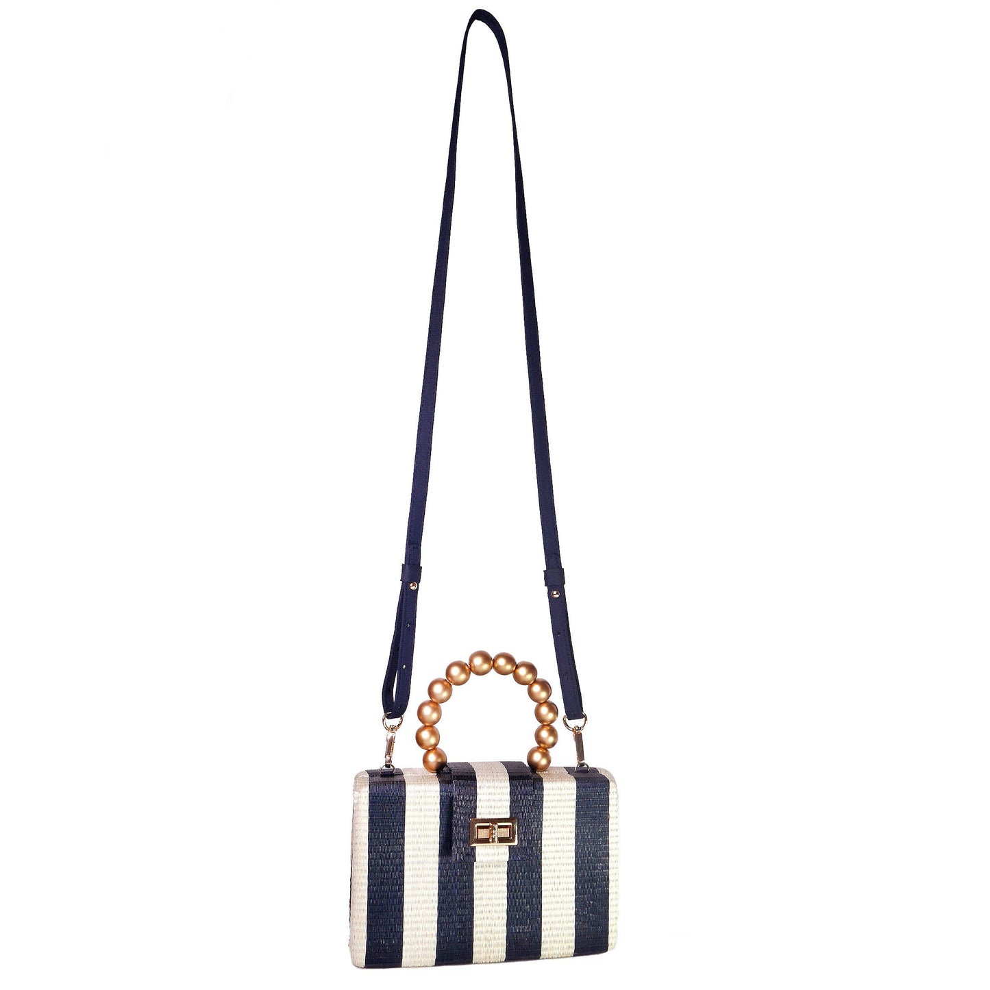 Navy Stripe Clutch Bag