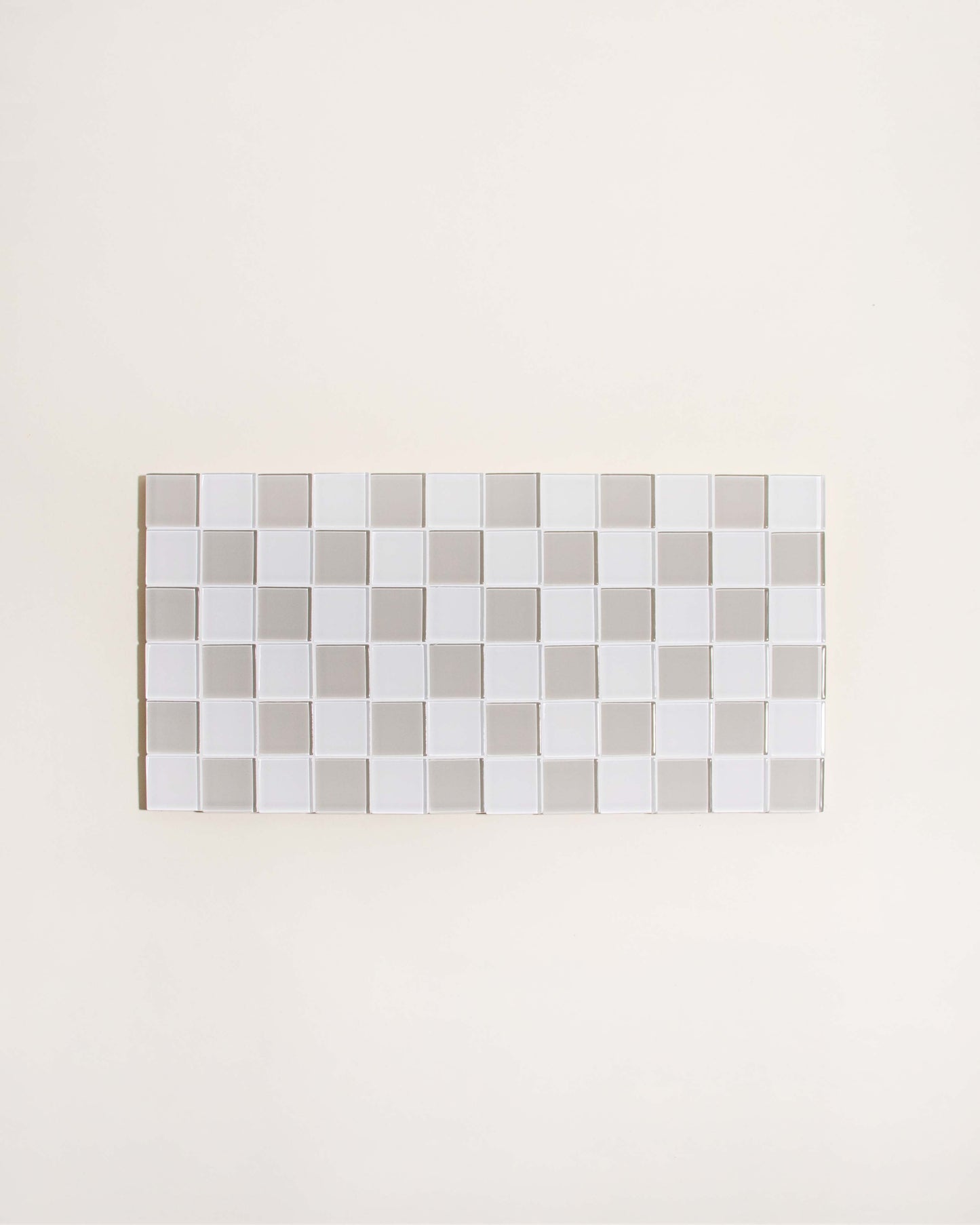 Glass Tile Checkered Tray - Beige + White