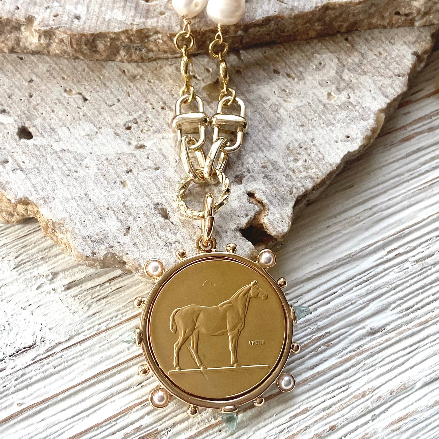 Horse Coin Pearl Necklace