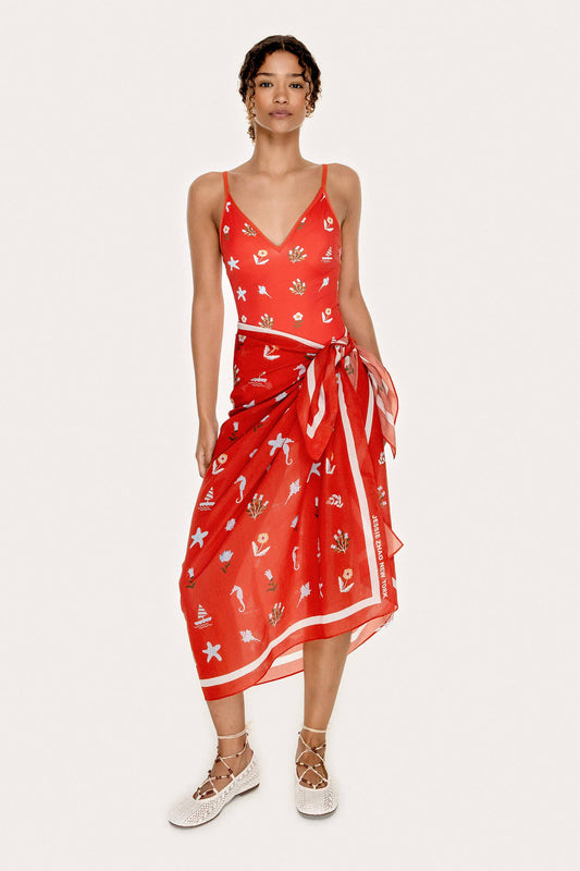 Beach Sarong Wrap - Red Tides