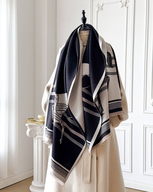 Black + Cream Horse Corral Reversible Wrap