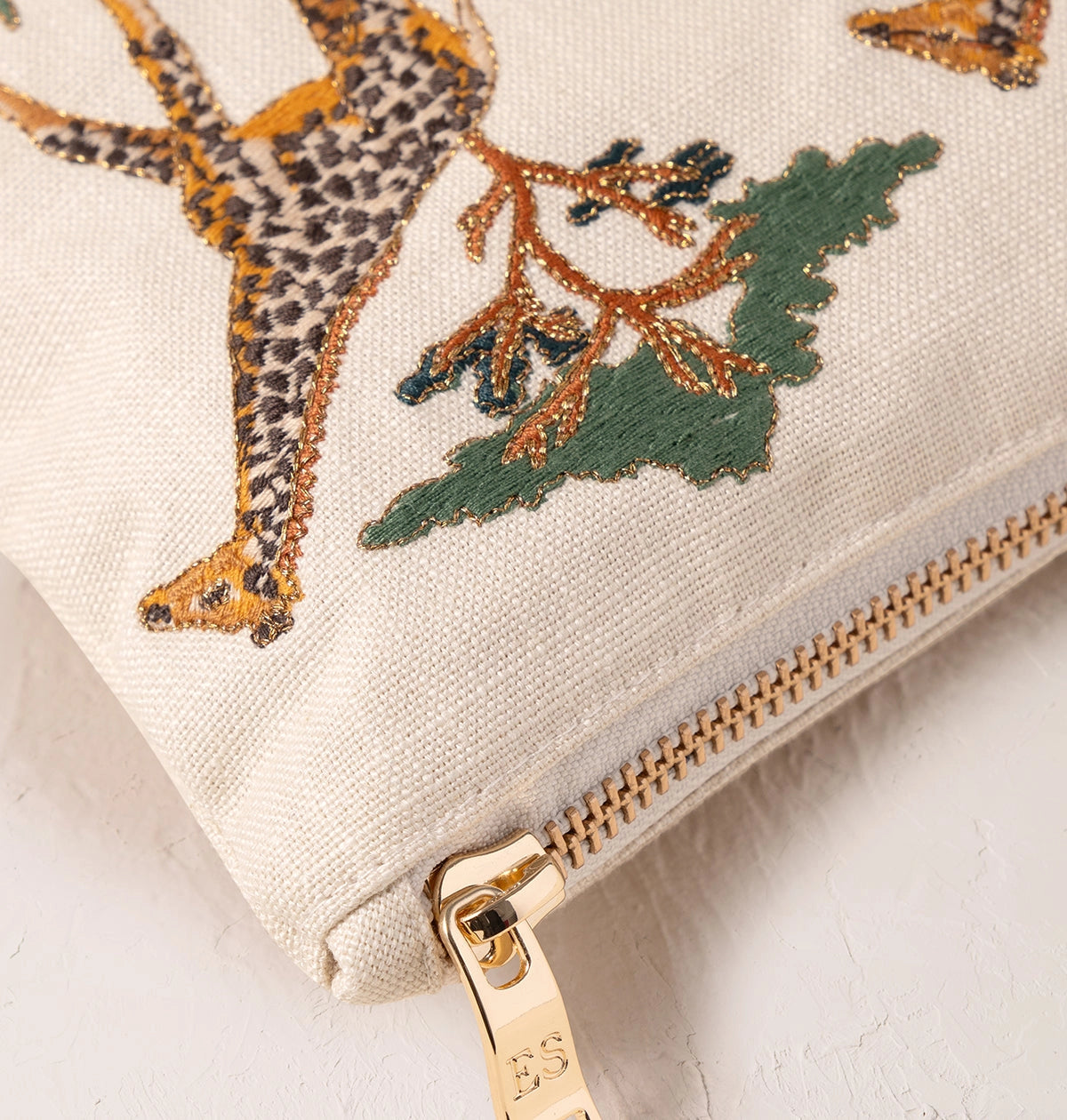 Giraffe Herd Cream Everyday Pouch - Cream - Elizabeth Scarlett