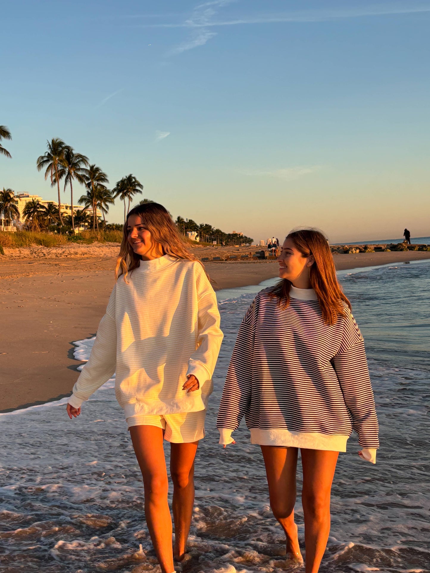 Navy and White Stripe Mockneck Sweatshirt