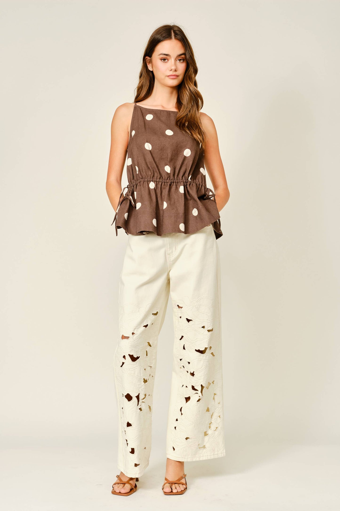 Embroidered Straight Jeans - Ivory
