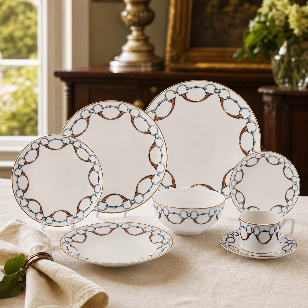 Wellington Bit Pattern Bone China Cup and Saucer