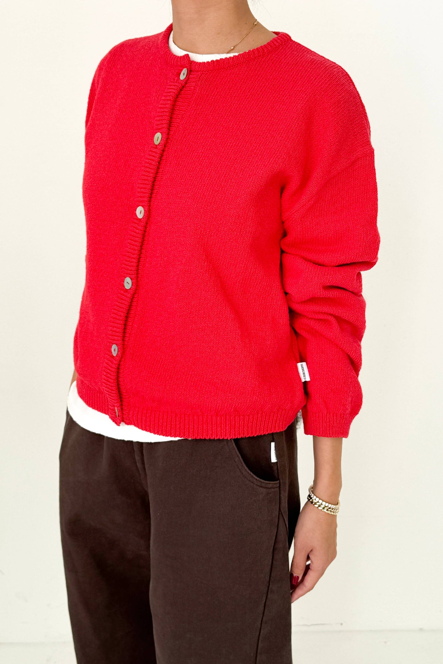 Cotton Leila Cardigan - Red - Le Bon Shoppe