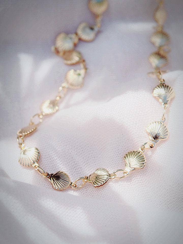 Gold Filled Seashell Chain Choker Necklace