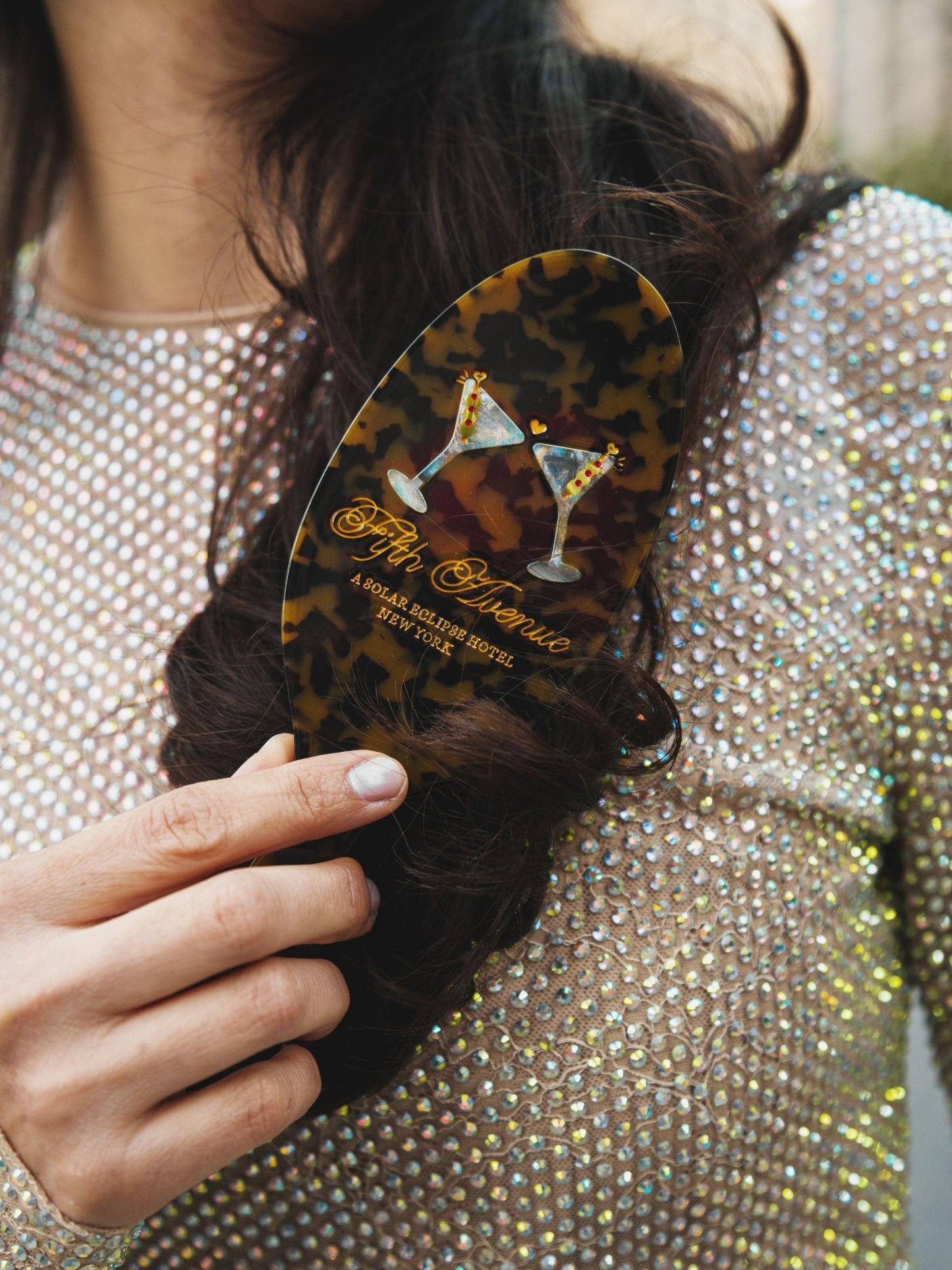 Hand-painted Martini Hair Brush