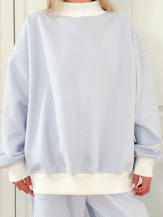 Blue/White Striped Mockneck Sweatshirt