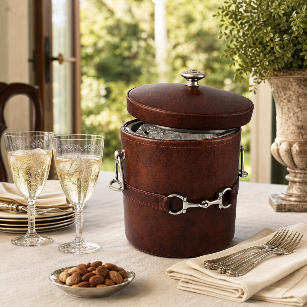 Equestrian Horse Bit Vegan Leather Ice Bucket
