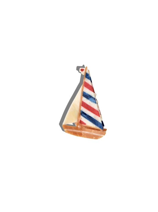 Sailboat Claw Hair Clip - Blue/Red