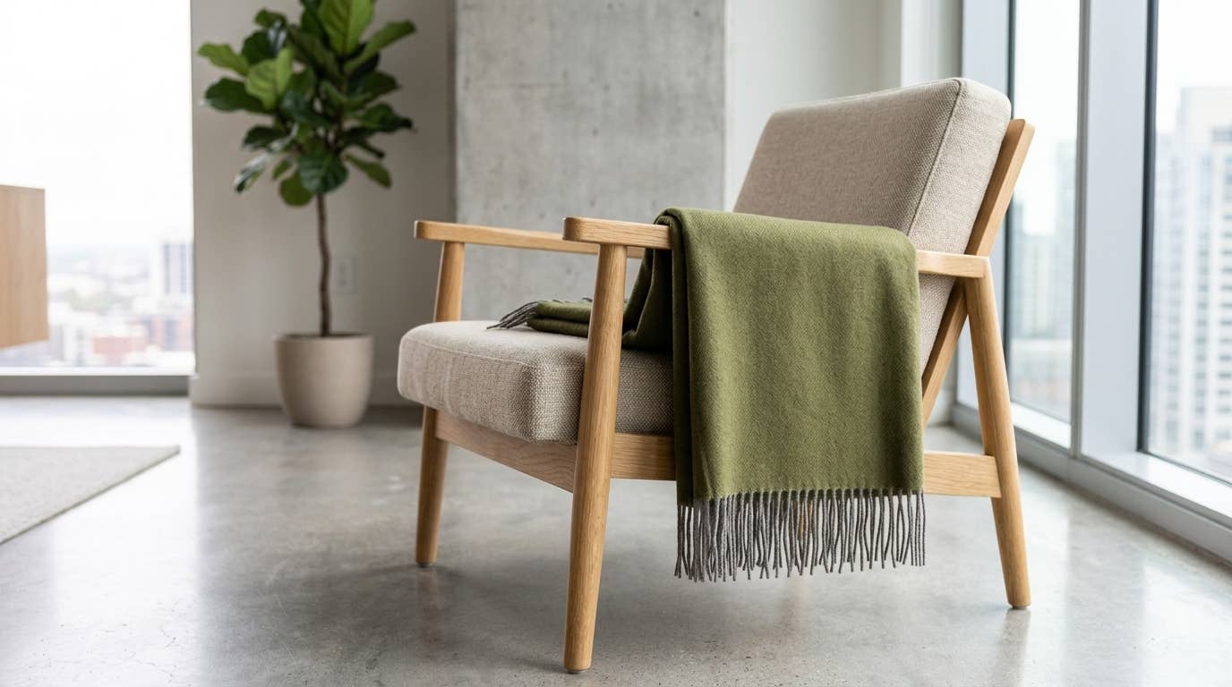 100% Baby Alpaca Throw - Olive