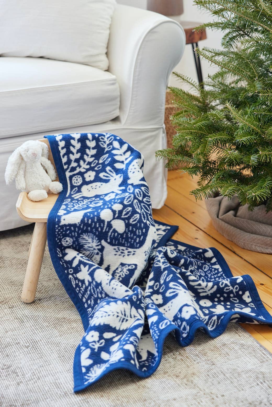 Whimsical Woods Navy Mini Blanket - Chappywrap