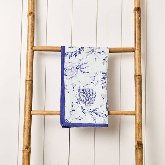 Linen Tea Towel - Indigo Batik Sky