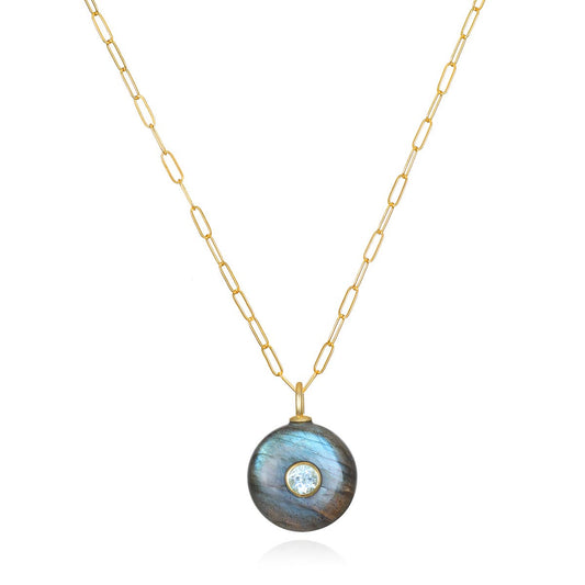 Labradorite & Topaz Paperclip Necklace