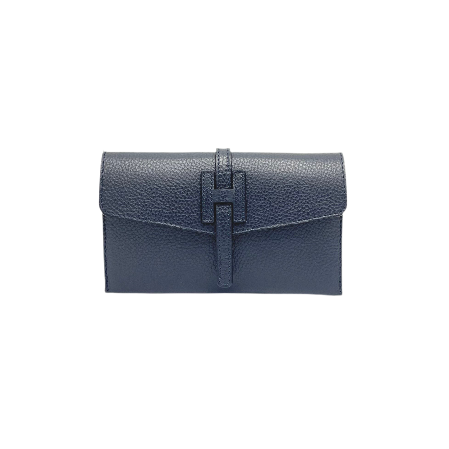 Genuine Leather H Wallet, Made in Italy - Brown