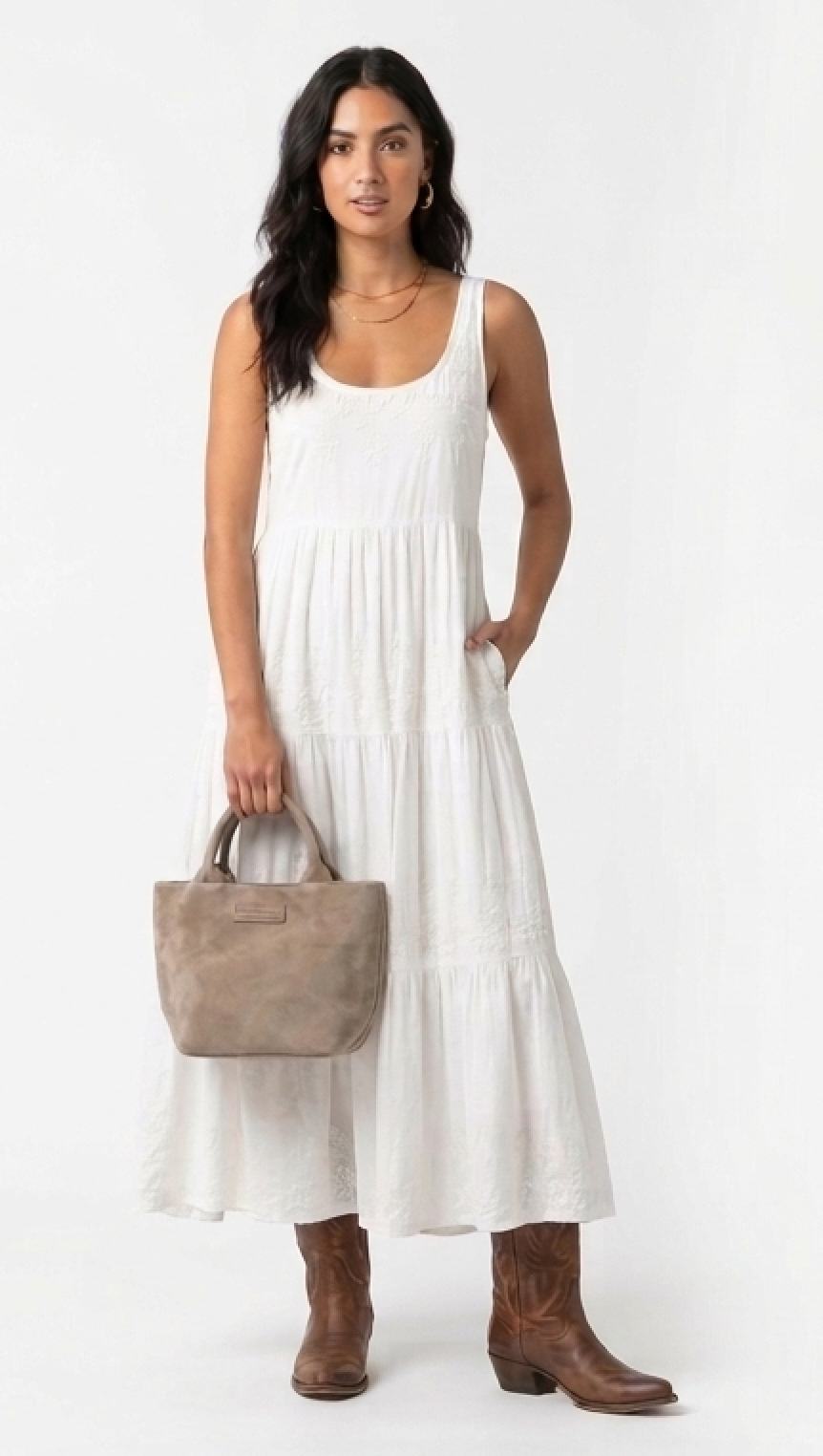 Suede Mini Tote Bag - Taupe