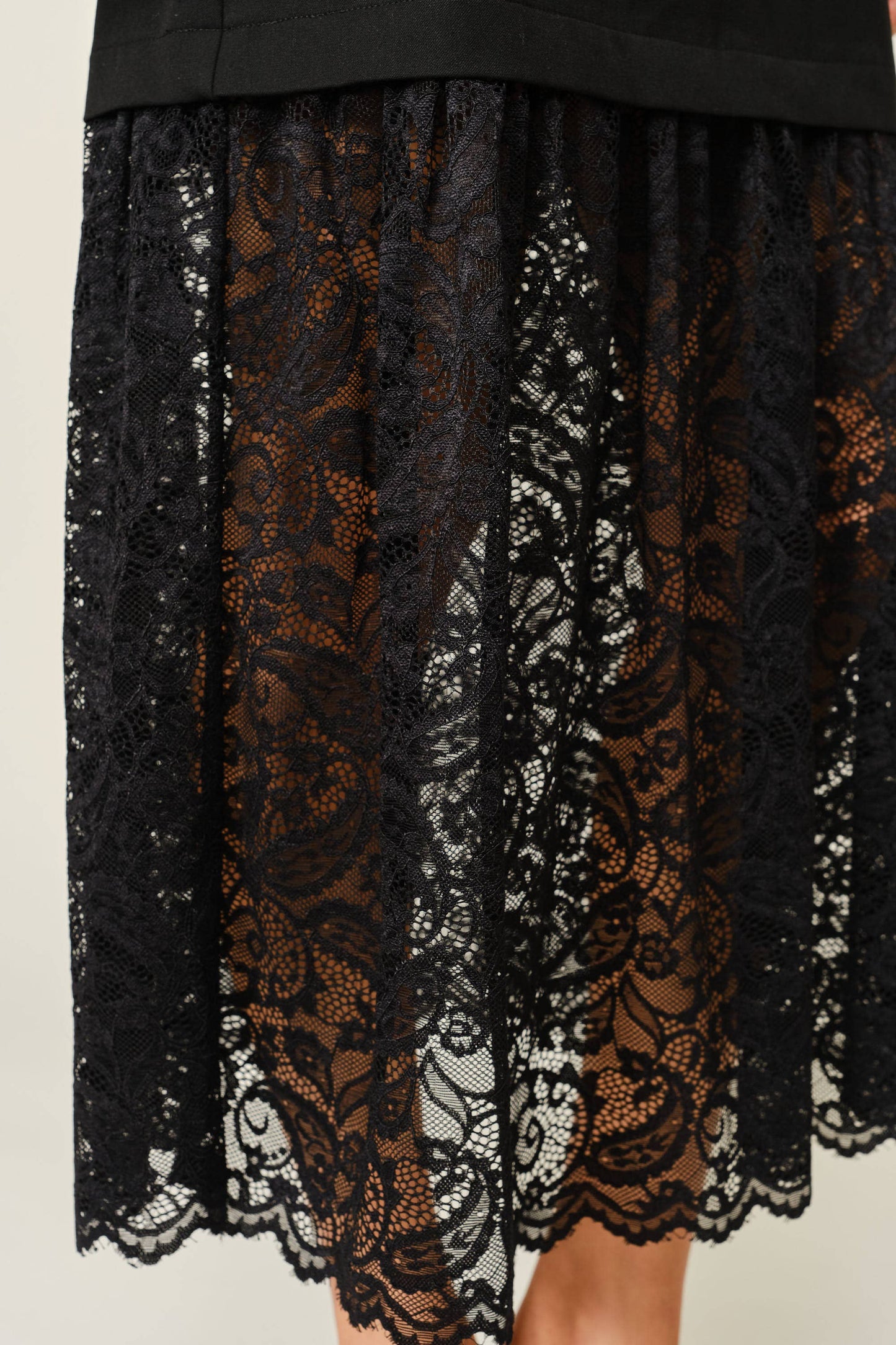 Romantic Lace Hem Midi Skirt