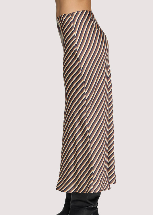 Chelsea Lane Maxi Skirt Brown Stripes